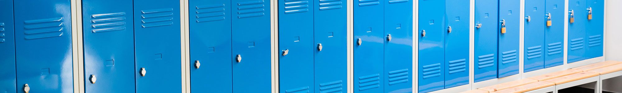 Row of blue school lockers